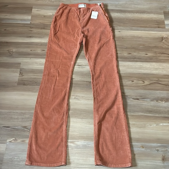 We The Free The Jenny Slim Flare Corduroy pants Cognac Side zip Women’s 27 NEW - Picture 4 of 13